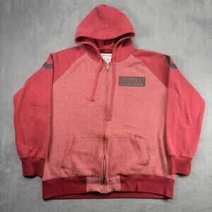 True Religion Full Zip Hoodie Men's 2XL Red Color Block Raglan Distressed Cali